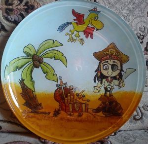 Üvegtányér kalózos 23 cm